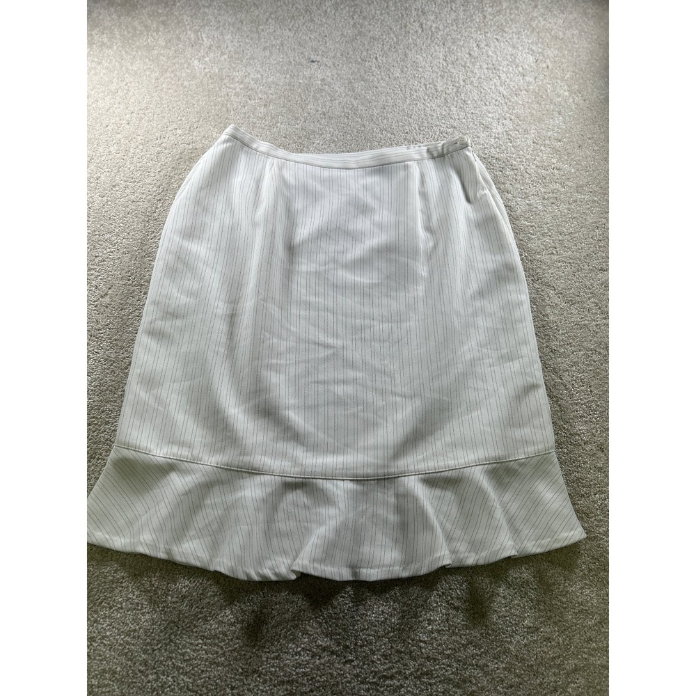 Karen Scott Women's‎ White Pinstripe Skirt Size 12 Polyester Rayon